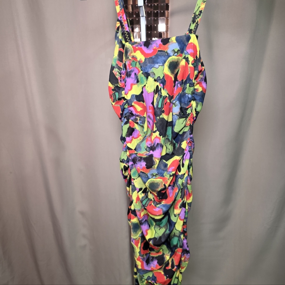 24. Rachel Roy Multi Colour Neon Print Dress Size 4 P2P 15-16 L 34 - Picture 5 of 7